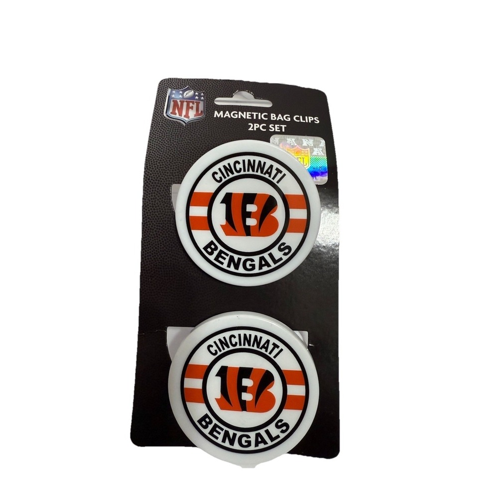 Cincinnati Bengals Magnetic Bag Clips. 2 Pk. NFL Licensed. New